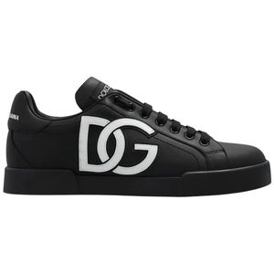 Dolce & Gabbana, Schoenen, Dames, Zwart, 36 EU, Zwarte Portofino Sneakers van Dolce Gabbana