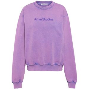 Acne Studios, Sweatshirts & Hoodies, Dames, Paars, S, Katoen, Paarse Blurred Logo Sweatshirt