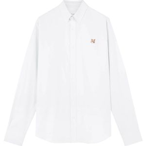 Maison Kitsuné, Overhemden, Heren, Wit, XL, Katoen, Witte Overhemd met Button-Down Kraag