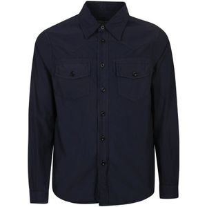 Original Vintage, Overhemden, Heren, Blauw, L, Casual Shirts