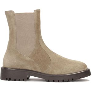 Kazar, Schoenen, Dames, Beige, 39 EU, Suède, Instap suède laarzen met platte zool