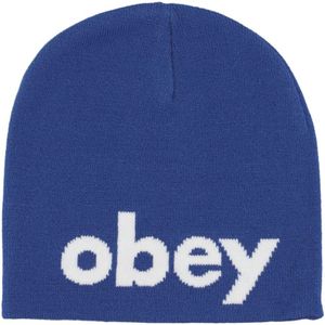 Obey, Surf Blue Lowercase Beanie Streetwear Blauw, Heren, Maat:ONE Size