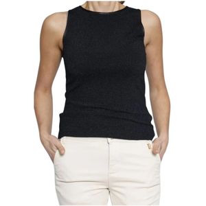 Fracomina, Lurex Tanktop Zwart, Dames, Maat:S