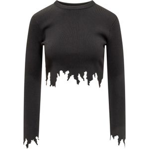 JW Anderson, Lasergesneden Crop Top Zwart, Dames, Maat:M