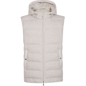 Eleventy, Jassen, Heren, Beige, XL, Wol, Beige Hooded Wol-Kasjmier Gilet Jas