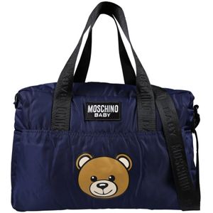 Moschino, Blauwe Moedertas met Teddy Bear Logo Blauw, unisex, Maat:ONE Size