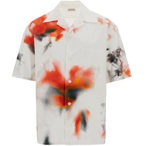 Alexander McQueen, Overhemden, Heren, Veelkleurig, M, Katoen, Multicolor Print Bowling Shirt