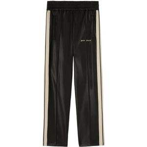 Palm Angels, Broeken, Heren, Zwart, M, Leer, Zwarte Broek voor Mannen Aw 24