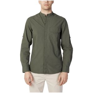 Antony Morato, Groene Mandarin Kraag Lange Mouw Overhemd Groen, Heren, Maat:XL