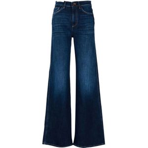 PT Torino, Jeans, Dames, Blauw, W25, Denim, Hoge Taille Wijde Pijp Denim Jeans