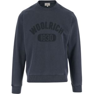 Woolrich, Sweatshirts & Hoodies, Heren, Blauw, M, Wol, Gezellige Wollen Blend Winterjas
