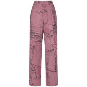 Blumarine, Boyfriend Print Jeans Roze, Dames, Maat:XS