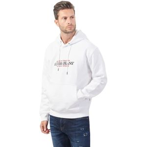 Guess, Sweatshirts & Hoodies, Heren, Wit, M, Katoen, Biologisch katoenen hoodie met American Tradition logo