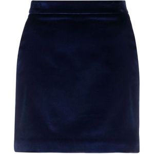 Bally, Blauwe Fluweel Hoge Taille Rok Blauw, Dames, Maat:S