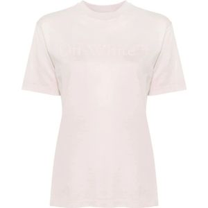 Off White, Tops, Dames, Roze, S, Katoen, T-Shirts