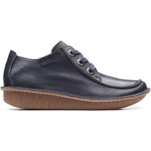 Clarks, Schoenen, Dames, Blauw, 43 EU, Leer, Blauwe Veterschoen - Funny Dream