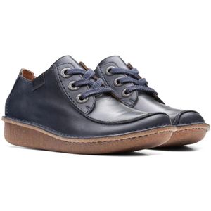 Clarks, Schoenen, Dames, Blauw, 43 EU, Leer, Blauwe Veterschoen - Funny Dream