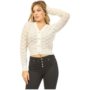 YES Zee, Truien, Dames, Wit, S, Witte V-hals Cardigan Sweater