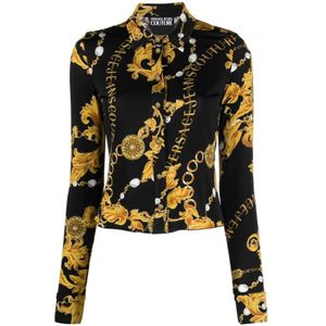 Versace Jeans Couture, Chain Couture Overhemd met Lange Mouwen Zwart, Dames, Maat:S