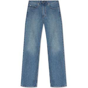 Salvatore Ferragamo, Jeans met rechte pijpen Blauw, Heren, Maat:S
