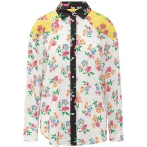 Msgm, Blouses & Shirts, Dames, Wit, L, Bloemen lange mouw knoopshirt