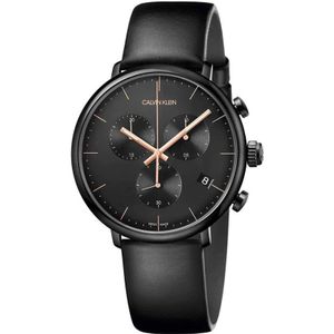 Calvin Klein, Roestvrijstalen Chronograaf Horloge Zwart, Heren, Maat:ONE Size