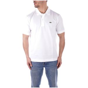 Lacoste, Tops, Heren, Wit, XL, Katoen, Wit Logo Front Polo Shirt