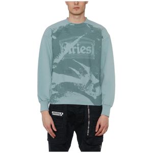 Aries, Sweatshirts & Hoodies, Heren, Blauw, L, Katoen, Katoenen Crewneck Sweater