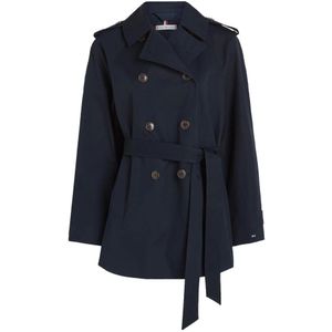 Tommy Hilfiger, Trench Coats Blauw, Dames, Maat:XS