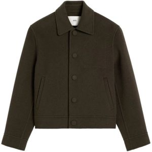 Ami Paris, Jassen, Dames, Groen, S, Khaki Overshirt