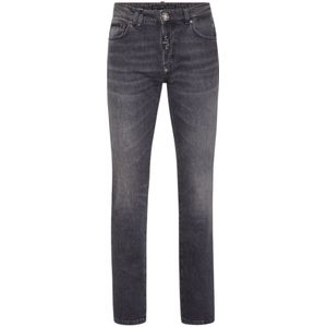 Philipp Plein, Jeans, Heren, Grijs, W33, Denim, Slim-fit Jeans