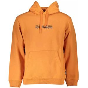 Napapijri, Oranje Hoodie met Print Oranje, Heren, Maat:S