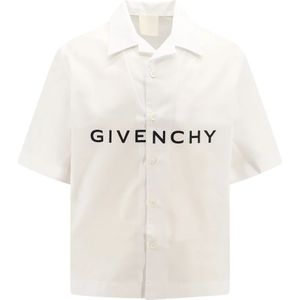 Givenchy, Witte Button-Up Overhemd met Givenchy Print Wit, Heren, Maat:XL