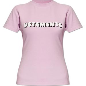 Vetements, Aansluitend T-shirt met logo Paars, Dames, Maat:XS