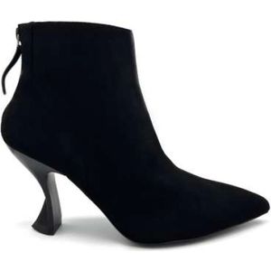 Jeannot, Schoenen, Dames, Zwart, 41 EU, Suède, Suede Zip Back Leather Effect Heels