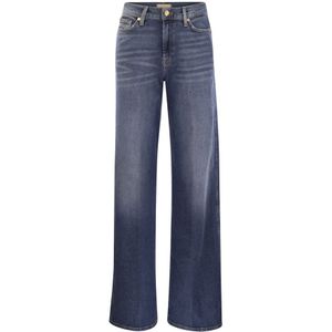 7 For All Mankind, Straight Jeans Blauw, Dames, Maat:W28