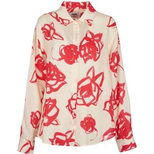 Msgm, Blouses & Shirts, Dames, Veelkleurig, S, Rood Bedrukt Overhemd