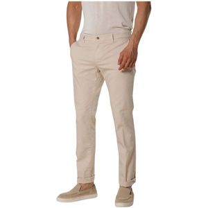 Mason's, Stijlvolle Chino Broek van Stretch Satijn Beige, Heren, Maat:4XL