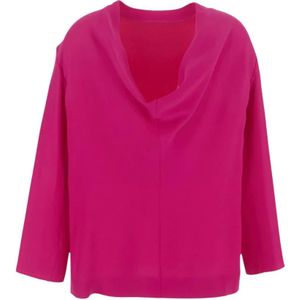 Valentino, Zijden Crepe Cowl Back Blouse Roze, Dames, Maat:2XS