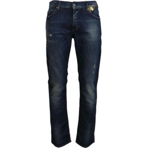 Exte, Jeans, Heren, Blauw, M, Denim, Blauwe Denim Regular-Cut Jeans voor Elegante Stijl