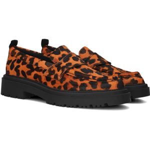 Hoff, Schoenen, Dames, Oranje, 38 EU, Oranje Luipaardprint Loafers