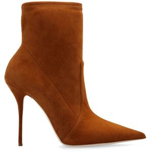 Casadei, Schoenen, Dames, Bruin, 37 EU, Suède, Suède enkellaarsjes met hak