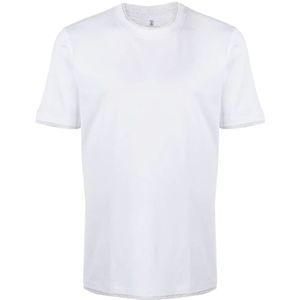 Brunello Cucinelli, Tops, Heren, Wit, L, Katoen, Witte T-shirts en Polos