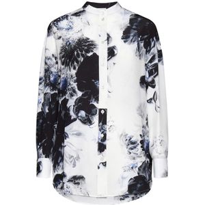 Alexander McQueen, Blouses & Shirts, Dames, Veelkleurig, M, Bloemenprint Bandkraag Overhemd