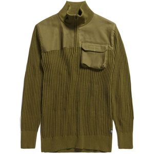 G-star, Truien, Heren, Groen, M, Army Half Zip Gebreide Coltrui