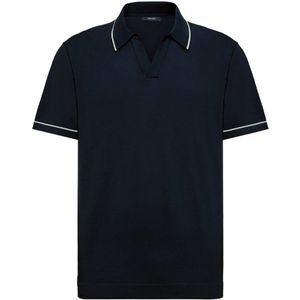 Boggi Milano, Katoenen Crêpe Gebreid Poloshirt Blauw, Heren, Maat:XL