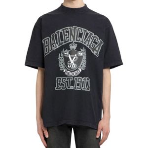Balenciaga, Tops, Heren, Zwart, XL, Katoen, Zwart College Logo T-shirt