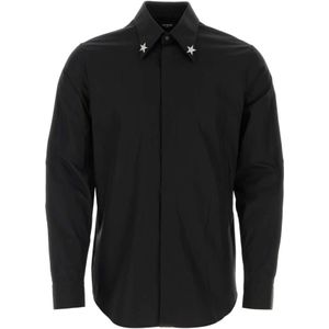 Balmain, Overhemden, Heren, Zwart, L, Zwarte Poplin Overhemd - Klassiek Model