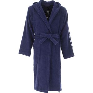 Emporio Armani, Blauwe Katoenen Badjas met Capuchon Unisex Blauw, Heren, Maat:M