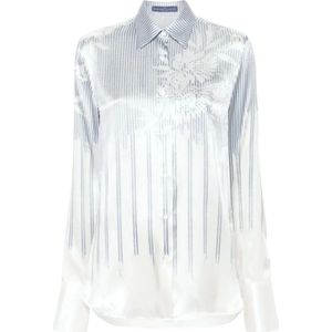 Ermanno Scervino, Blouses & Shirts, Dames, Veelkleurig, S, Denim, Gestreepte Denim Overhemd